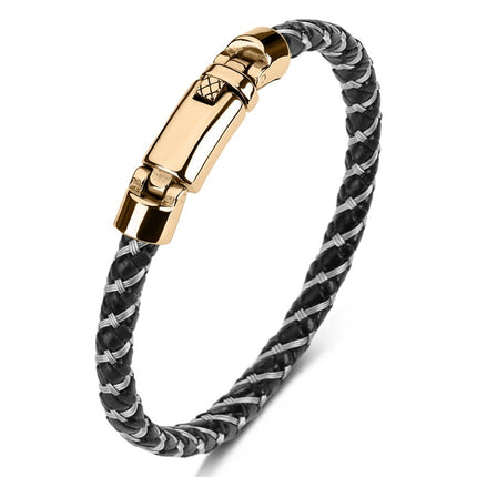 Hand-woven Leather Stainless Steel  Men And Women Bracelet