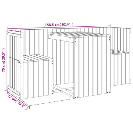Balcony Furniture Set 2-Seater Solid Pine Wood