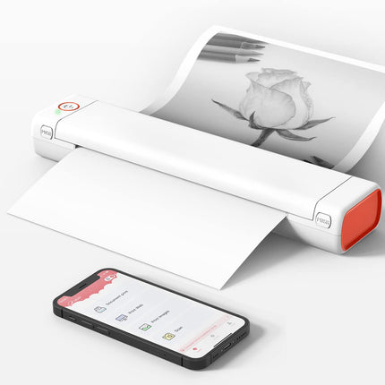 Tragbarer A4-Drucker, kabellos, Bluetooth-kompatibel, Thermodrucker für unterwegs