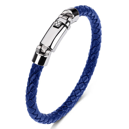 Hand-woven Leather Stainless Steel  Men And Women Bracelet