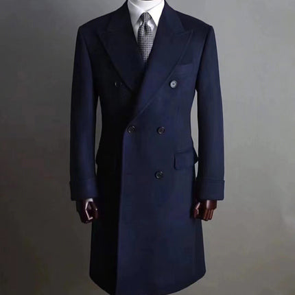 Men's Double Breasted Medium Length Pure Cashmere Coat