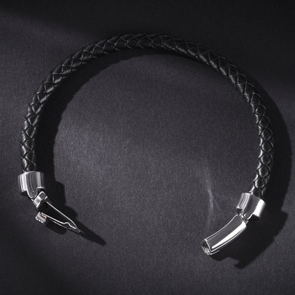 Hand-woven Leather Stainless Steel  Men And Women Bracelet