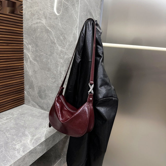 Crossbody Oil Wax Leather Bucket Bag