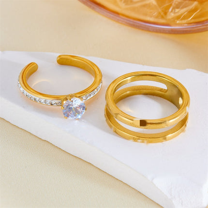 All-matching Graceful Double-layer Assembly Diamond-studded Ring Women