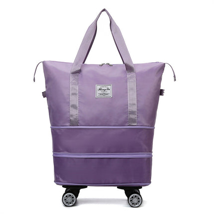New Universal Wheel Travel Women Bag With Double-layer