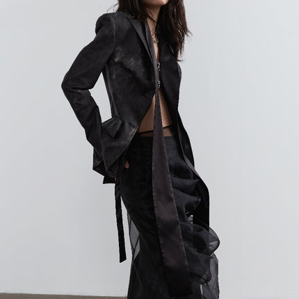 Dark Punk Smoked Ink Dyed PU Leather in Two Pieces