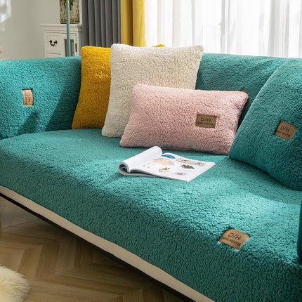 Modern Solid Color Winter Lamb Wool Sofa Towel Thicken Plush