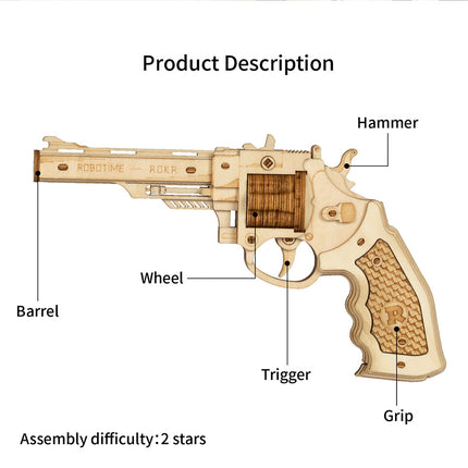 Robotime ROKR Revolver Gun Model Toys 3D Wooden Puzzle Games Crafts Gift For Children