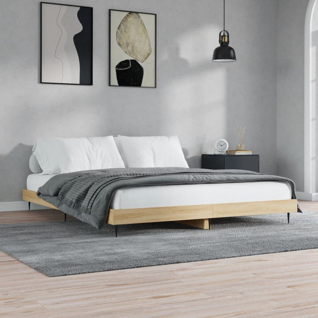 Bed frame without mattress Sonoma oak wood composite