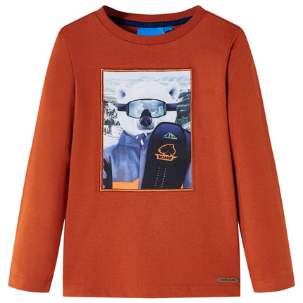 Langarmshirt für Kinder, rostbraun, Größe 116