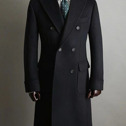 Men's Double Breasted Medium Length Pure Cashmere Coat