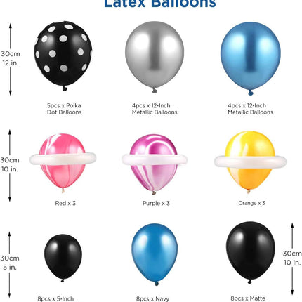 55 Stück Metallic-Luftballons, blaue Astronauten-Raketen-Folienballons, Alles Gute zum Geburtstag