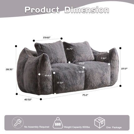 Ultra Soft Fluffy Loveseat Bean Bag Sofa