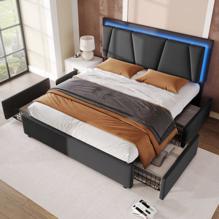 Wooden Storage Bed Bed Frame  Size  160cmx200cm