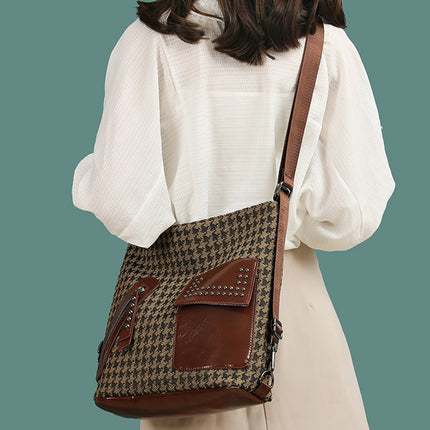 Houndstooth Leopard Shoulder Bags