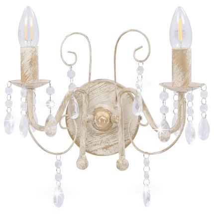 wall light with antique beads, 2 x E14 sockets