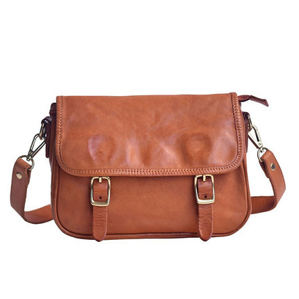 Niche Design Soft Cowhide Wide Shoulder Strap Messenger Bag
