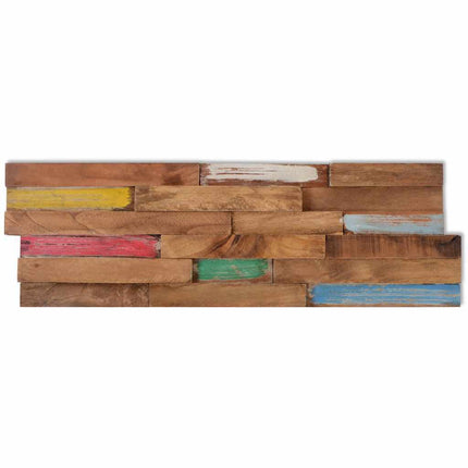 Wandpaneele, 10 Stück, 1,03 m², massives Teakholz