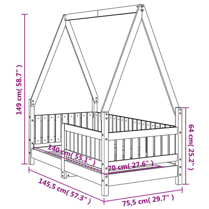 Children's Bed Solid Pine Wood