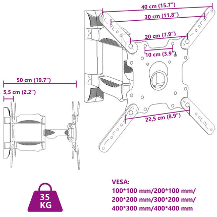 TV wall mount for 32-55 inch screens, Max VESA 400x400 mm, 35kg