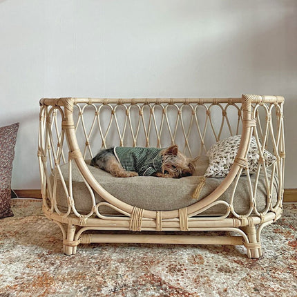 Handgefertigtes Haustierbett aus Rattan, Haustierbett-Sofa für Hunde