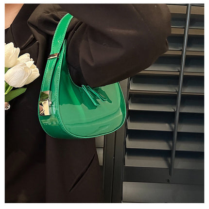 Red Women's Shoulder Bag Patent Leather Underarm