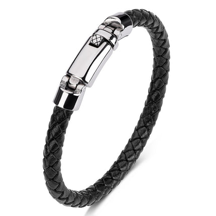 Hand-woven Leather Stainless Steel  Men And Women Bracelet