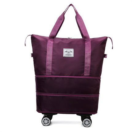 New Universal Wheel Travel Women Bag With Double-layer
