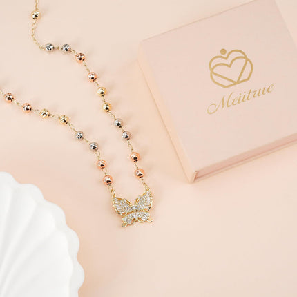 Gold Butterfly Necklace Thanksgiving Gift Zircon Inlaid Adjustable