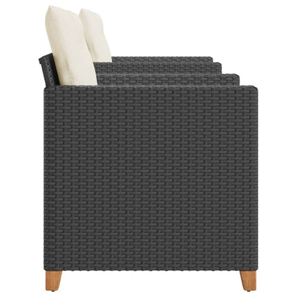 3-teiliges Bistro-Set mit Kissen, Polyrattan, Akazienholz