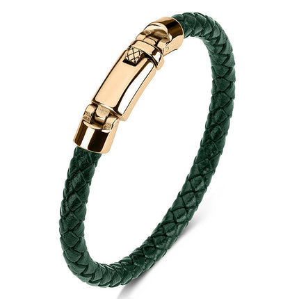 Hand-woven Leather Stainless Steel  Men And Women Bracelet