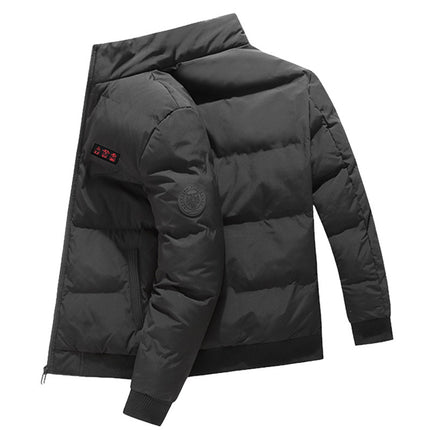 USB-Heated Windproof Winter Jacket with Cotton Padding