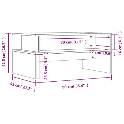Coffee Table Concrete Grey 90x55x42.5 cm Wood-based material