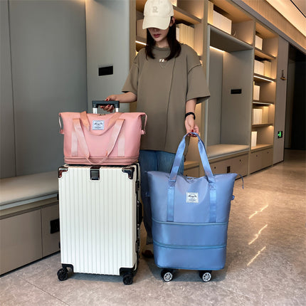 New Universal Wheel Travel Women Bag With Double-layer