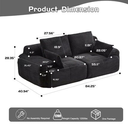 Modern Memory Foam Compressed Sofa,2 Seater