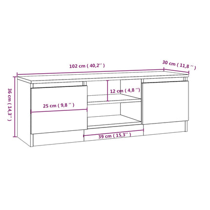 Fernsehschrank mit Tür 102x Fernsehschrank mit