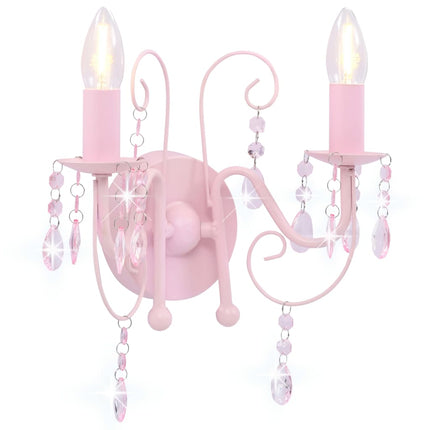 wall light with antique beads, 2 x E14 sockets
