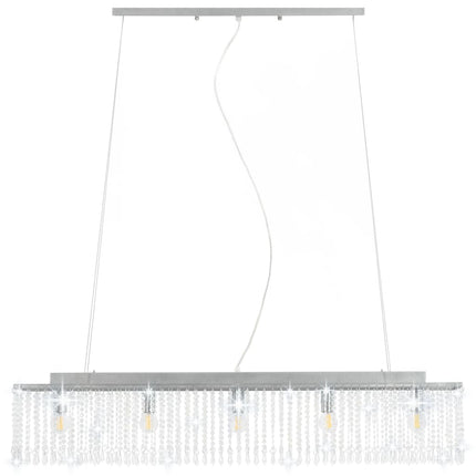 Ceiling Light with Crystal Beads Silver 104 cm E14
