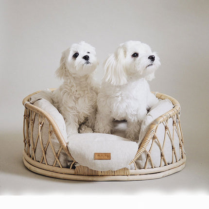 Handgefertigtes Haustierbett aus Rattan, Haustierbett-Sofa für Hunde