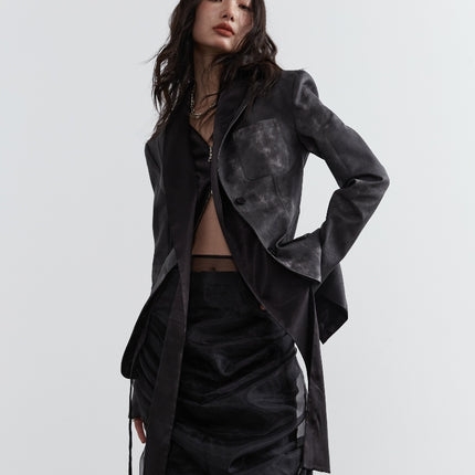 Dark Punk Smoked Ink Dyed PU Leather in Two Pieces