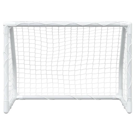 Fußballtore für Kinder, 2-teilig mit Ball, weiß, 64 x 35 x 48 cm, Metall