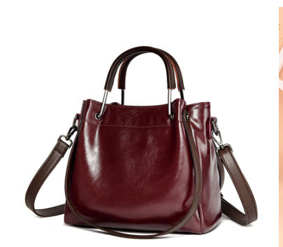Soft Leather Retro Bucket Bag Handbag