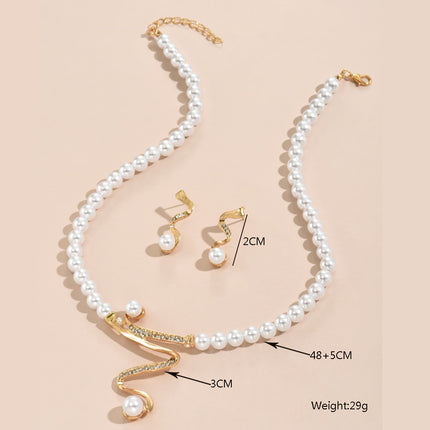 Earrings Pendant Two-piece Set Graceful Personality Pearl Combination