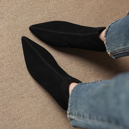 Classic Pointed-Toe Suede Ankle Booties for Women