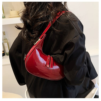 Red Women's Shoulder Bag Patent Leather Underarm