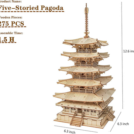 Robotime Five-storied Pagoda 3D Wooden Puzzle