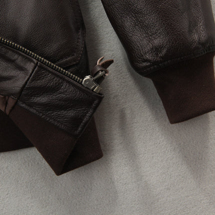 Men's Embroidered Leather Leather Motorcycle Jacket