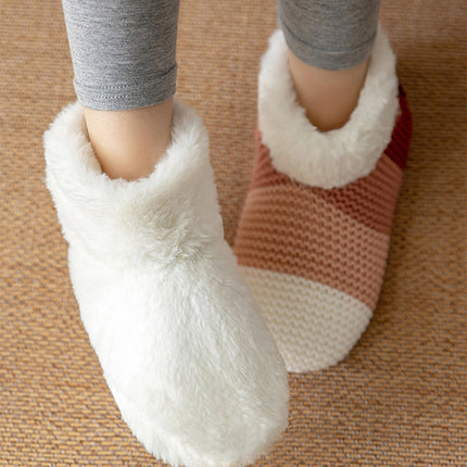 Women's Color-matching Knitted Plush Floor Socks