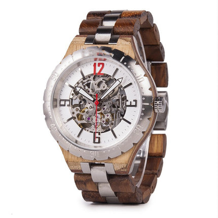 Luxus-Herrenuhr aus Holz mit automatischem mechanischem Mechanismus