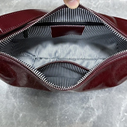 Crossbody Oil Wax Leather Bucket Bag